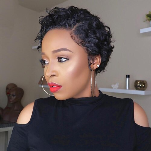 

Pixie Cut Bob Wig L Part Curly Lace Human Hair Wigs Water Wave Lace Closure Wig Pre plucked With Baby Hair Cheap Short Bob Wigs