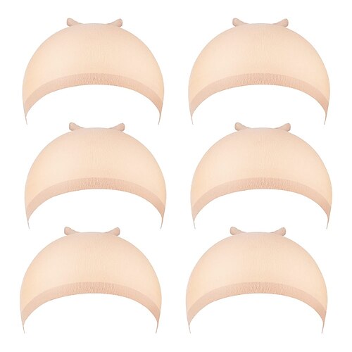 

6stk beige parykhætter strømpehætter til parykker stretchy nylon parykhatte til kvinder