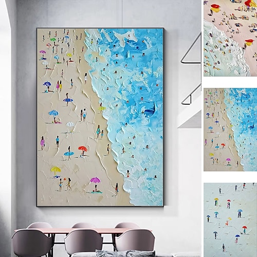 

Mintura Handmade Beach Scenery Oil Painting On Canvas Wall Art Decoration Modern Abstract Picture For Home Decor Rolled Frameless Unstretched Painting