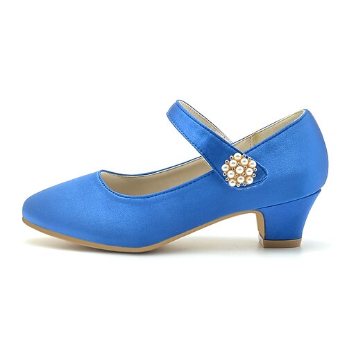

Girls' Heels Heel Flower Girl Shoes Satin Princess Shoes Big Kids(7years ) Little Kids(4-7ys) Toddler(2-4ys) Wedding Party Evening Crystals / Rhinestones Wine White Blue Spring Summer
