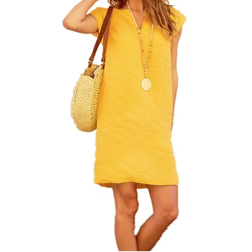 

Women's Shift Dress Short Mini Dress Blue Yellow Short Sleeve Pure Color Ruched Spring Summer V Neck Casual 2022 S M L XL XXL 3XL 4XL 5XL