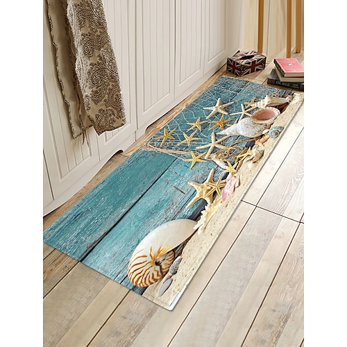 

Ocean Series Starfish Beach Wave Pattern Suede Fabric Printing Home Entrance Floor Mat Mattress Bathroom Foot Mat