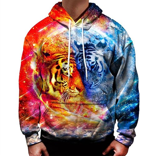 

Men's Unisex Pullover Hoodie Sweatshirt Graphic Prints Tiger Print Daily Sports 3D Print Designer Casual Hoodies Sweatshirts Orange