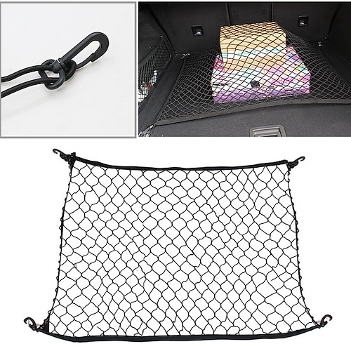 

StarFire Car Trunk Nets 27.55 x 27.55 inches Elastic Strong Nylon Cargo Luggage Storage Organizer Net Mesh With Hooks Car Accessories For SUV MPV