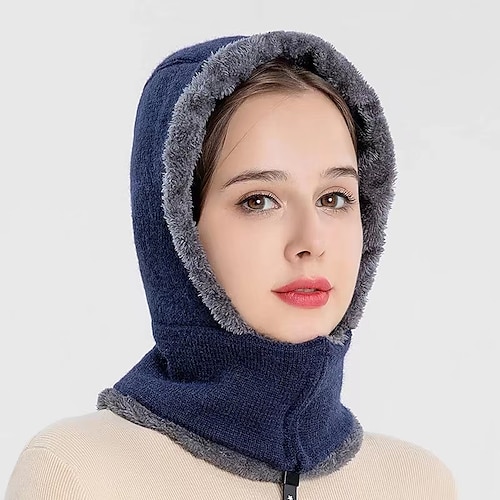 

Winter Warm Women's Knitting Hats Hat With Chain Hat With Earmuffs Windproof Cold-Proof Bib Headgear Baotou cap Skullies Beanie Warm