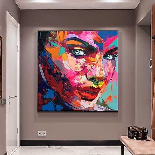 

Mintura Handmade Face Oil Paintings On Canvas Wall Art Decoration Modern Abstract Figure Picture For Home Decor Rolled Frameless Unstretched Painting