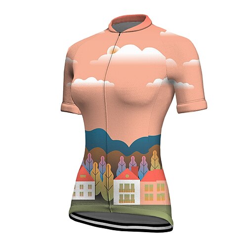 

21Grams Women's Cycling Jersey Short Sleeve Bike Jersey Top with 3 Rear Pockets Mountain Bike MTB Road Bike Cycling Breathable Quick Dry Moisture Wicking Orange Graphic Patterned Spandex Polyester