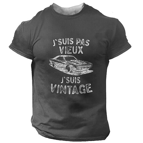 

Men's Unisex T shirt Tee 3D Print Graphic Patterned Car Letter Crew Neck Street Daily Print Short Sleeve Tops Designer Casual Vintage Big and Tall Black Gray Army Green / Summer / Summer