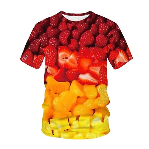 

Men's Unisex T shirt Tee Fruit Graphic Prints Crew Neck Green Pink Yellow Wine Red 3D Print Outdoor Street Short Sleeve Print Clothing Apparel Sports Designer Casual Big and Tall / Summer / Summer