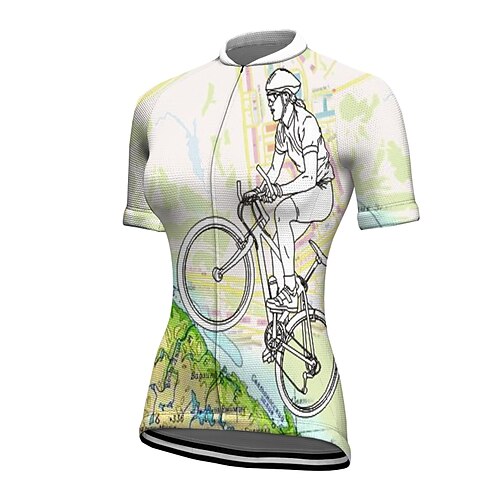 

21Grams Women's Cycling Jersey Short Sleeve Bike Jacket Tracksuit Jersey with 3 Rear Pockets Mountain Bike MTB Road Bike Cycling Breathable Quick Dry Reflective Strips White Graphic Patterned Animal