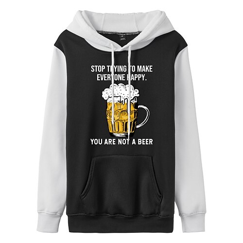 

Women's Pullover Hoodie Sweatshirt Text Oktoberfest Beer Beer Front Pocket Print Daily Sports Hot Stamping Active Streetwear Hoodies Sweatshirts White Black Gray