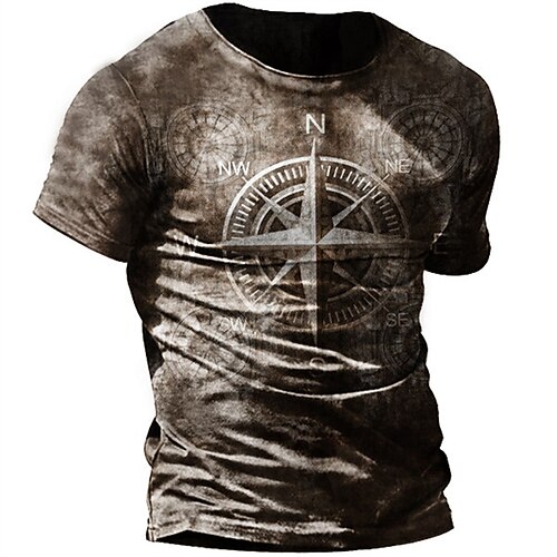 

Men's Unisex T shirt Tee 3D Print Graphic Prints Letter Crew Neck Street Daily Print Short Sleeve Tops Designer Casual Vintage Big and Tall Coffee / Summer / Summer