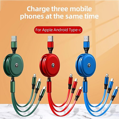 

Multi Charging Cable 3.9ft USB C to Lightning / micro / USB C 2 A Charging Cable 3 in 1 Fast Charge Cable For Samsung Xiaomi Huawei Phone Accessory