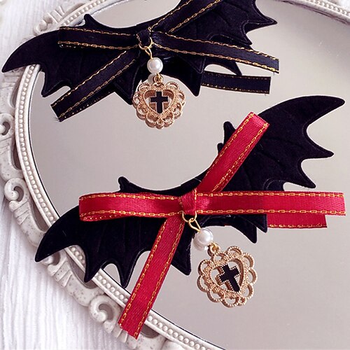 

Dark Style Series Gothic Soft Girl Lolita Hair Accessories Bat Wing Bow Love Hairpin Side Clip