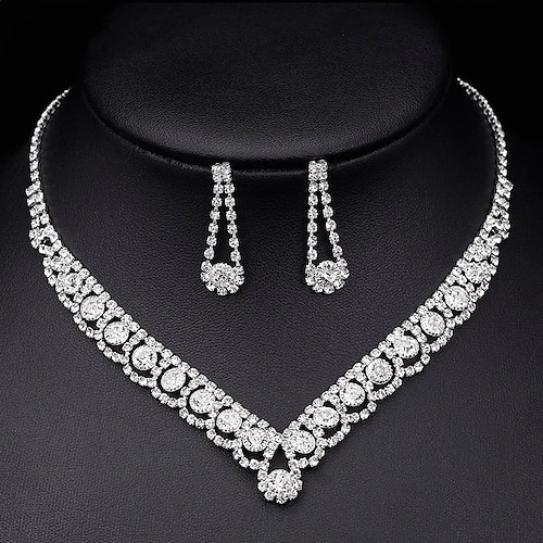 

Bridal Jewelry Sets Two-piece Suit Rhinestone Alloy 1 Necklace Earrings Women's Personalized Stylish Artistic Vintage Style Precious Geometric Jewelry Set For Party Wedding Engagement