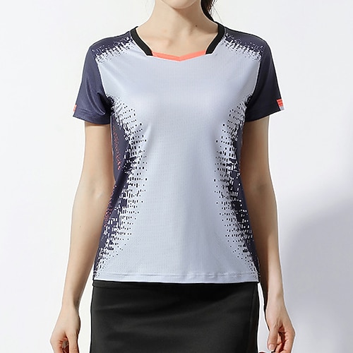 

Women's Tennis Shirt Athletic Shirt Breathable Quick Dry Moisture Wicking Short Sleeve T Shirt Regular Fit V Neck Printed Summer Gym Workout Tennis Badminton / Micro-elastic / Lightweight