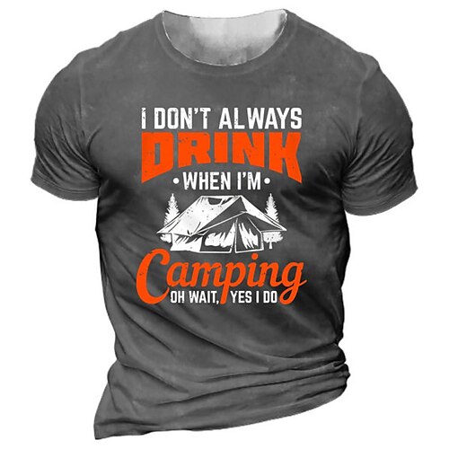 

Men's Unisex T shirt Tee 3D Print Graphic Patterned Letter Crew Neck Tent Street Daily Print Short Sleeve Tops Designer Casual Vintage Big and Tall Black Gray Army Green / Summer / Summer