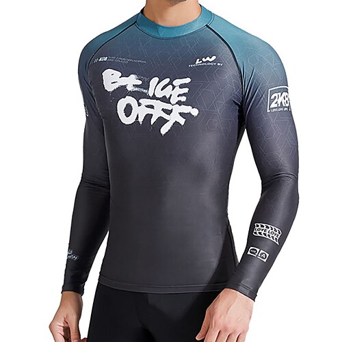 

Herre Rash-guard Svømmeskjorte UV Solbeskyttelse UPF50 Hurtigtørkende Langermet Ikke-Klø Klær Svømming Surfing Strand Vannsport Trykket Sommer / Elastisk / Lettvekt