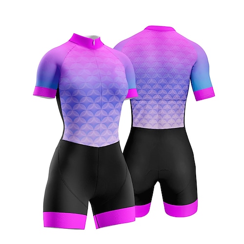 

Women's Triathlon Tri Suit Short Sleeve Triathlon Pink / Black Graphic Bike Lycra Sports Graphic Clothing Apparel / Micro-elastic