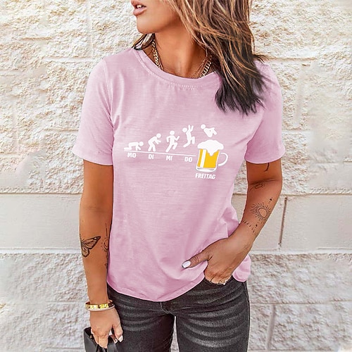 

Women's T shirt Tee Graphic Patterned Casual Weekend Painting T shirt Tee Short Sleeve Print Round Neck Basic Essential Black Gray Pink S