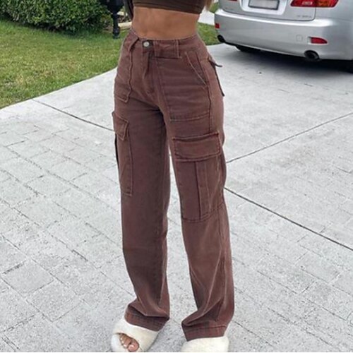 

Per donna Pantaloni cargo Sfacciato Pantaloni 100% cotone Cachi Vita normale Di tendenza Informale Fine settimana cascante Media elasticità Lunghezza intera Comfort Liscio S M L XL