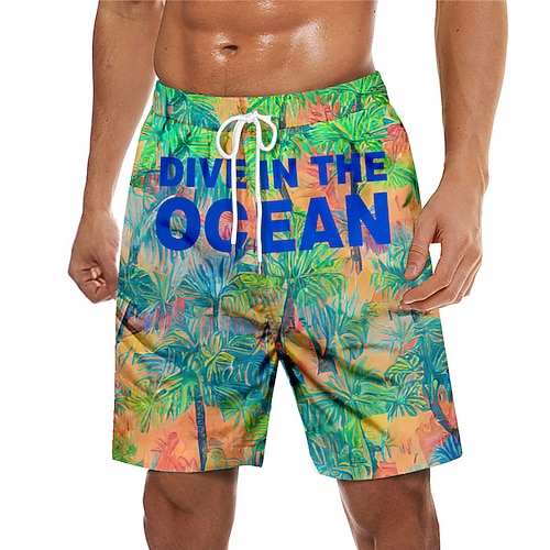 

Men's Swim Trunks Swim Shorts Quick Dry Board Shorts Bathing Suit with Pockets Drawstring Swimming Surfing Beach Water Sports Tropical Printed Spring Summer
