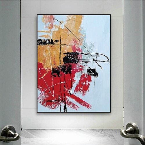 

Handmade Hand Painted Oil Painting Wall Art Modern Red Canvas Painting Home Decoration Decor Rolled Canvas No Frame Unstretched