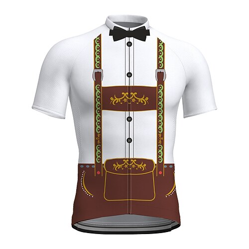 

21Grams Men's Cycling Jersey Short Sleeve Bike Top with 3 Rear Pockets Mountain Bike MTB Road Bike Cycling Breathable Quick Dry Moisture Wicking Reflective Strips White Graphic Polyester Spandex