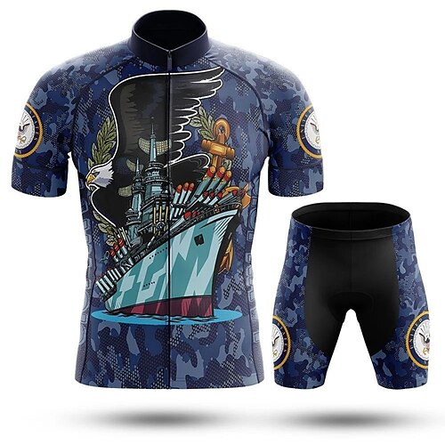 

Men's Cycling Jersey with Shorts Cycling Pants Cycling Shorts Short Sleeve Mountain Bike MTB Road Bike Cycling Dark Blue Animal Floral Botanical Bike Shorts Jersey Clothing Suit Breathable Reflective