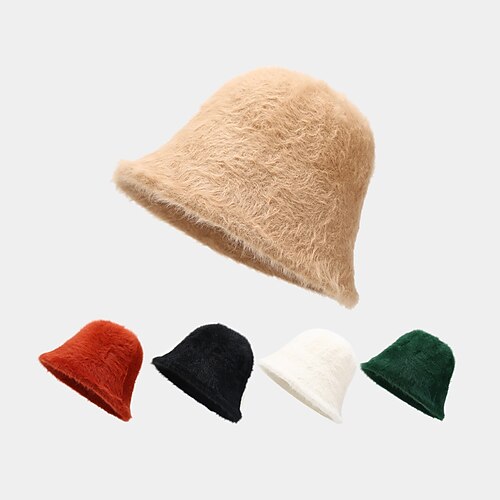 

Winter Outdoors Warm Bowler Hat Small Brim Black Camel Basin Hat Lady Thick Soft Fisherman Hat Vintage Solid Bucket Cap