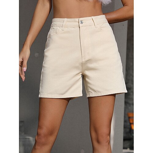 

Women's Jeans Shorts Basic Plain Simple Daily Regular Summer Apricot