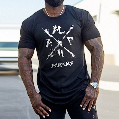 

Men's T shirt Tee Hot Stamping Graphic Patterned Letter Crew Neck Street Daily Print Short Sleeve Tops Casual Comfortable White Yellow Red / Summer / Summer
