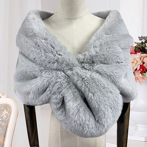 

Shawl & Wrap Faux Fur Wraps Shawls Women's Wrap Pure Luxurious Sleeveless Faux Fur Wedding Wraps With Pure Color For Party Fall & Winter