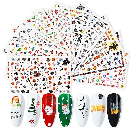 

8 pcs Nail Art Stickers Accessories Halloween Nails Art Manicure Back Glue Decal Decorations Stickers for Nails Tips Beauty Sticker