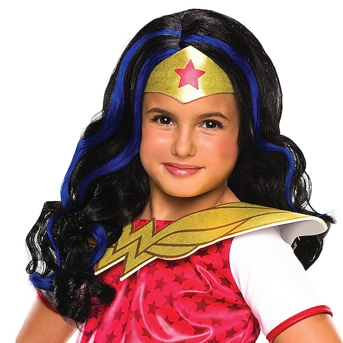 

Girls Super Hero Wonder Woman Wig Black/Blue