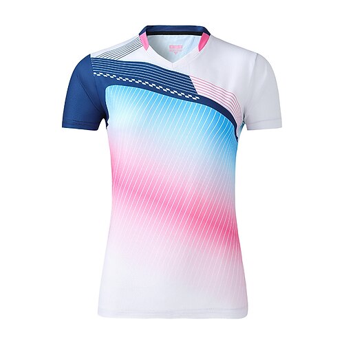 

Women's Tennis Shirt Athletic Shirt Breathable Quick Dry Moisture Wicking Short Sleeve T Shirt Regular Fit V Neck Printed Summer Gym Workout Tennis Badminton / Micro-elastic / Lightweight