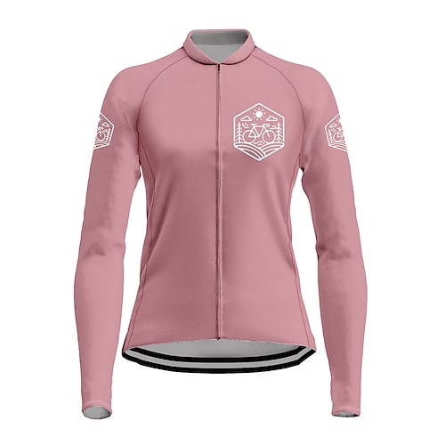 

21Grams Women's Cycling Jersey Long Sleeve Bike Top with 3 Rear Pockets Mountain Bike MTB Road Bike Cycling Breathable Quick Dry Moisture Wicking Rosy Pink Graphic Patterned Spandex Polyester Sports