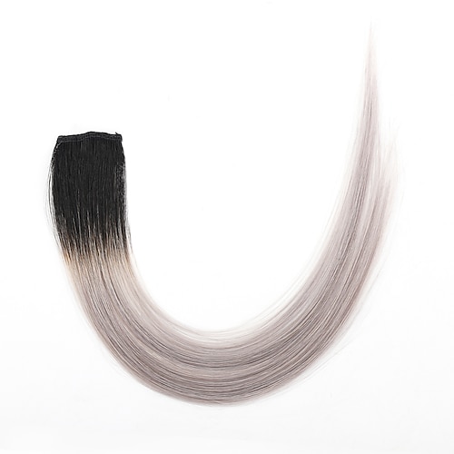 

Clip In Hair Extensions Remy Human Hair 1 PCS Pack Straight Black Gray Hair Extensions / Daily Wear