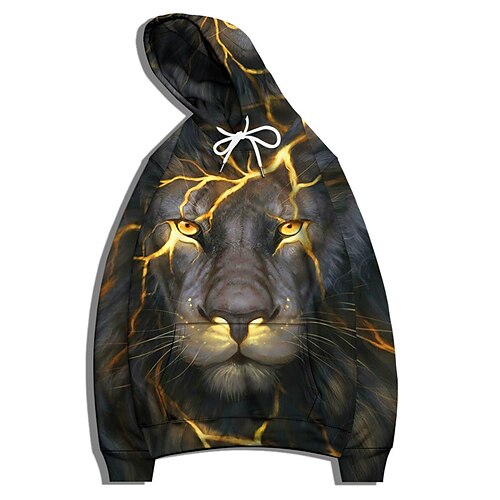 

Men's Hoodie Pullover Hoodie Sweatshirt Black Hooded Graphic Lion Print Daily Sports Streetwear 3D Print Casual Big and Tall Athletic Spring Summer Clothing Apparel Hoodies Sweatshirts Long Sleeve