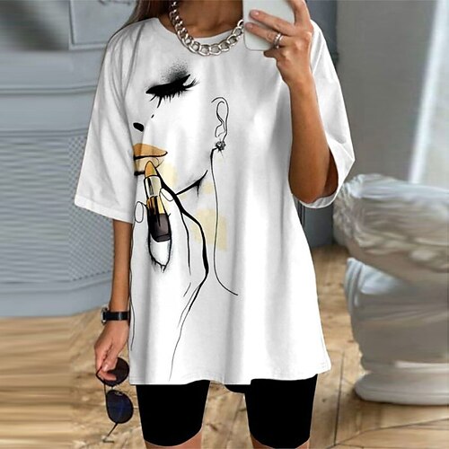 

Women's Loungewear Sets Nighty Stripe Graphic Prints Comfort Home Daily Polyester Crew Neck Short Sleeve Shorts Spring Summer White Black