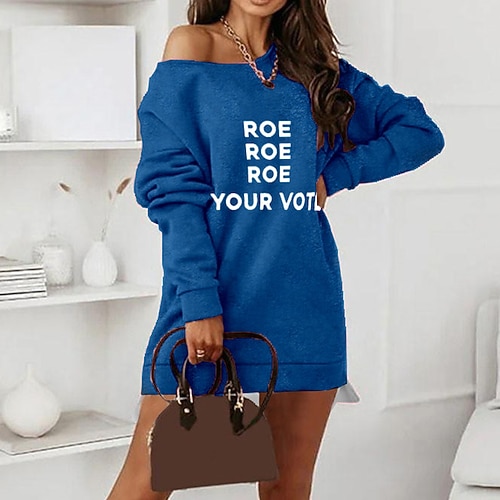 

Women's Shift Dress Short Mini Dress Blue Gray Wine Long Sleeve Letter Fake two piece Print Fall Spring Crew Neck Casual Vacation 2022 S M L XL XXL 3XL