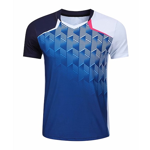 

Men's Tennis Shirt Athletic Shirt Breathable Quick Dry Moisture Wicking Short Sleeve T Shirt Regular Fit V Neck Printed Summer Gym Workout Tennis Badminton / Micro-elastic / Lightweight