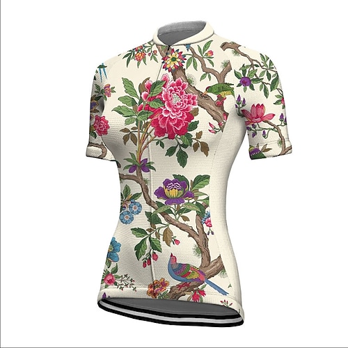 

21Grams Women's Cycling Jersey Short Sleeve Bike Jacket Tracksuit Jersey with 3 Rear Pockets Mountain Bike MTB Road Bike Cycling Breathable Quick Dry Reflective Strips Khaki Graphic Patterned Animal