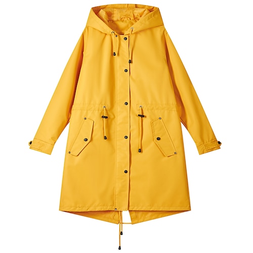 

Women's Waterproof Jacket Rain Jacket Raincoat with Hood Outdoor Windproof Breathable Lightweight Trench Coat Outerwear Windbreaker Parka Full Zipper Hunting Fishing Climbing Black