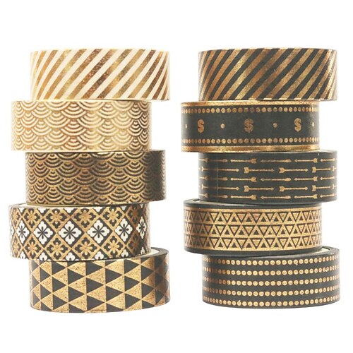 

10Rolls Roll Stickers for School Office Student Waterproof Self-adhesive Retro for Women Men Kids