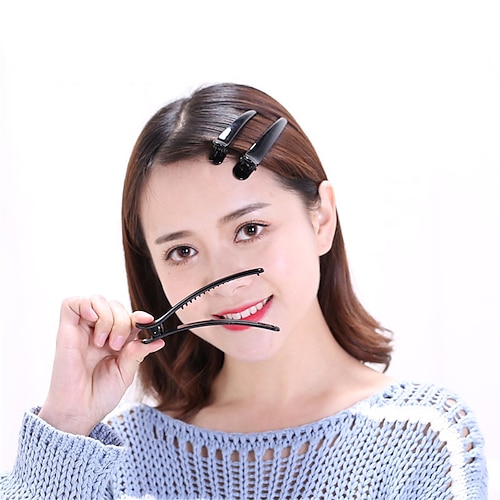 

A Set Of 12 Hairdressing Black Duckbill Clips Alligator Clips Spray Paint Hair Clips Stay Sea Clips Ladies Yiwu Boutique