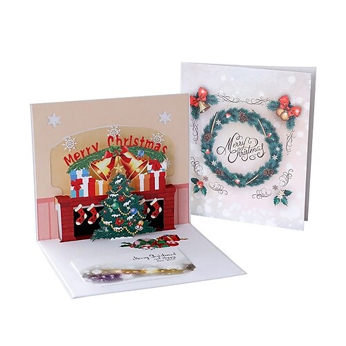 

2pcs Christmas Tree Card 3D Pop-Up Cards Congratulations Cards for Gift Decoration Party with Envelope 106.1 inch Paper