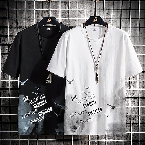 

Men's T shirt Tee 3D Print Graphic Patterned Crew Neck Street Casual Print Short Sleeve Tops Basic Fashion Classic Comfortable White Black Blue / Summer