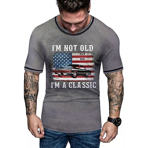 

Men's Unisex T shirt Tee 3D Print Graphic Prints Car National Flag Crew Neck Street Daily Print Short Sleeve Tops Designer Casual Big and Tall Sports Gray / Summer