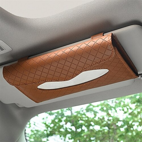 

StarFire Car Tissue Box Sun Visor Seat Back Sunroof Car Plaid Drawer Box Hanging Creative Leather Car Interior Supplies